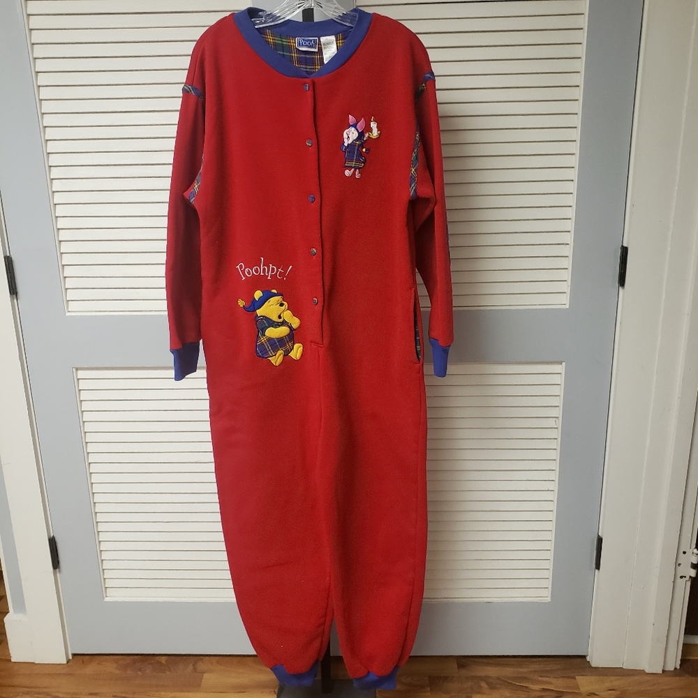 DISNEY Pooh Red M Soft Pajama One-piece sleepwear